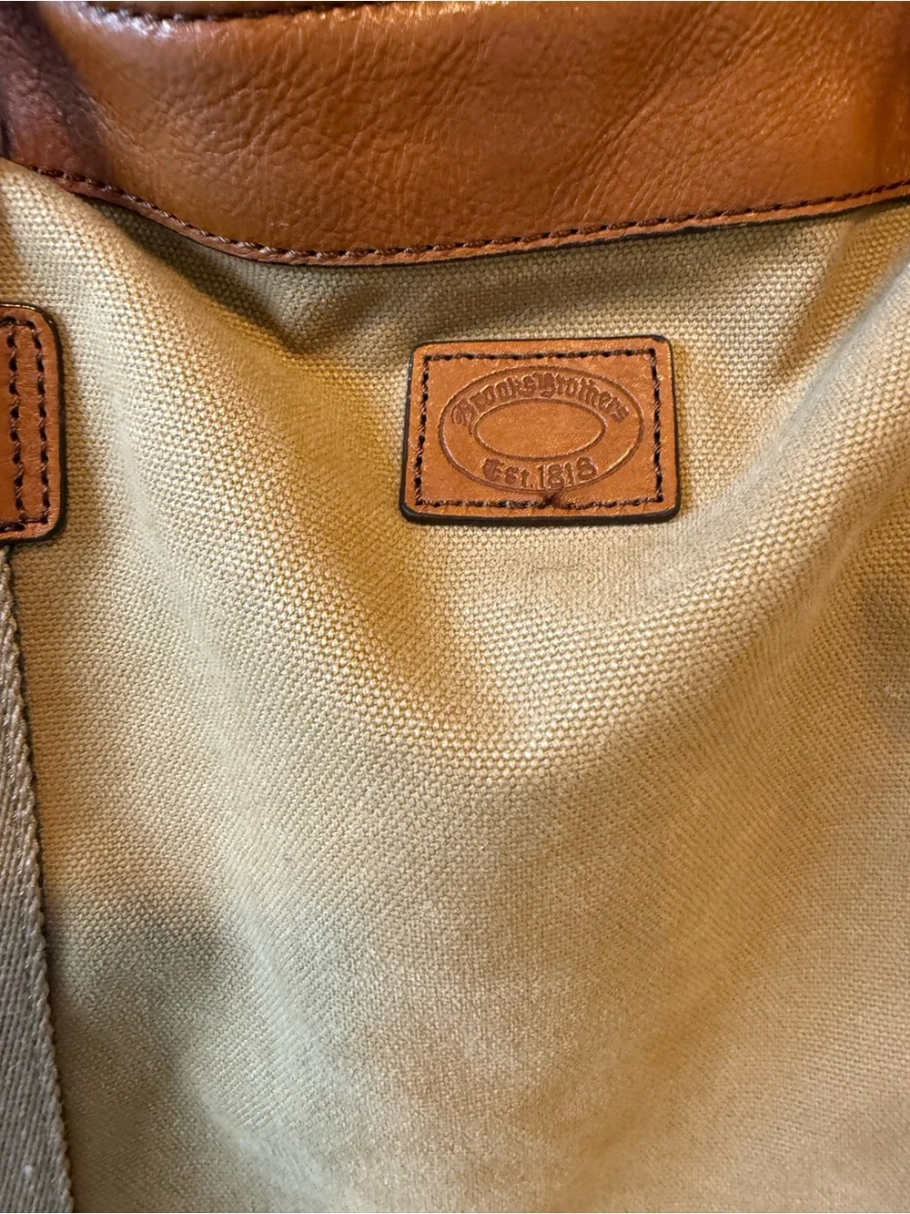 vintage Brooks Brothers canvas and leather utility tote bag